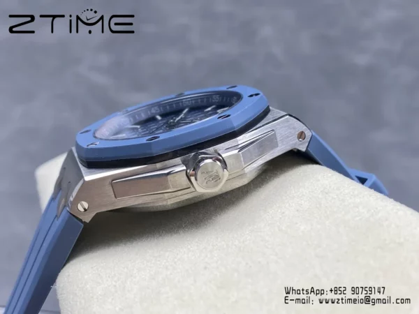 AP Royal Oak Offshore 15605 SS APPF Best Edition Blue Dial on Blue Rubber Strap A4302 - Super Clone Watch | 1:1 Best Version