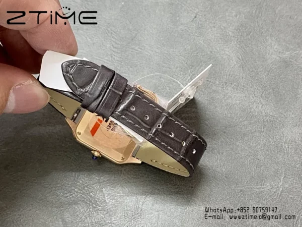 Cartier Santos Dumont WSSA0022 Small F1 Factory 1:1 Best Edition white Dial on Gray Leather Strap Quartz - Super Clone Watch | 1:1 Best Version