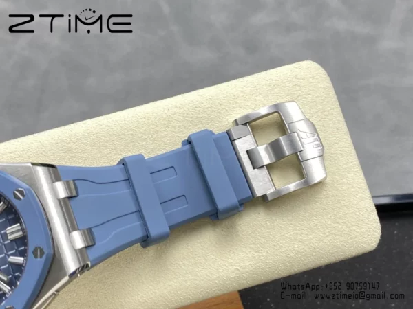 AP Royal Oak Offshore 15605 SS APPF Best Edition Blue Dial on Blue Rubber Strap A4302 - Super Clone Watch | 1:1 Best Version