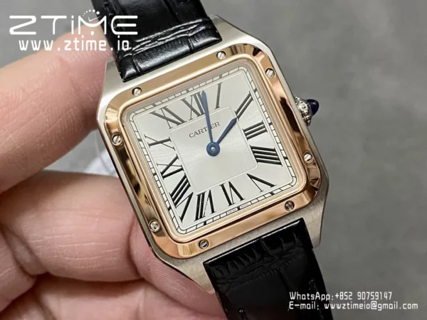 Cartier Santos Dumont W2SA0012 Small F1 Factory 1:1 Best Edition white Dial on Black Leather Strap Quartz - Super Clone Watch | 1:1 Best Version