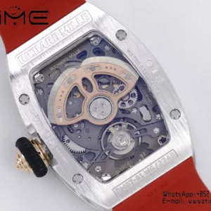 Richard Mille RM07 RM07-01 Ladies  ZF 1:1 Best Edition Red Diamonds  Dial on Red Rubber Strap - Super Clone Watch | 1:1 Best Version