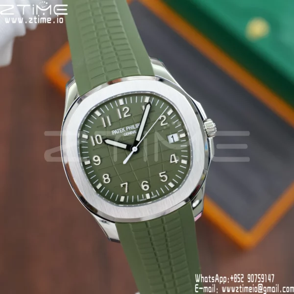PP Aquanaut 5168G 42mm SS APWF 1:1 Best Edition Green Dial on Green Rubber Strap (Weighted) - Super Clone Watch | 1:1 Best Version