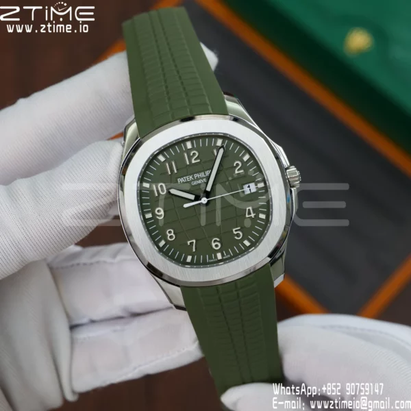 PP Aquanaut 5168G 42mm SS APWF 1:1 Best Edition Green Dial on Green Rubber Strap (Weighted) - Super Clone Watch | 1:1 Best Version