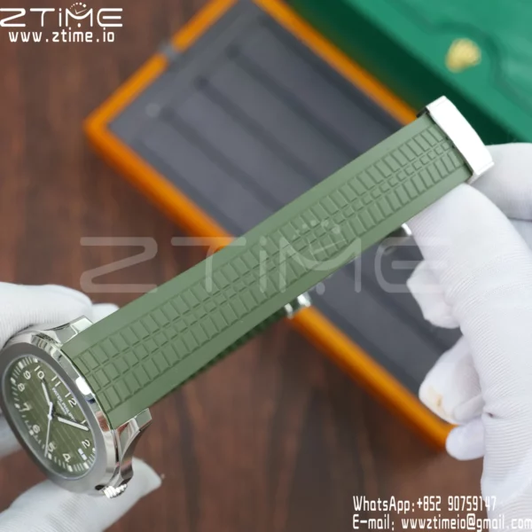 PP Aquanaut 5168G 42mm SS APWF 1:1 Best Edition Green Dial on Green Rubber Strap (Weighted) - Super Clone Watch | 1:1 Best Version