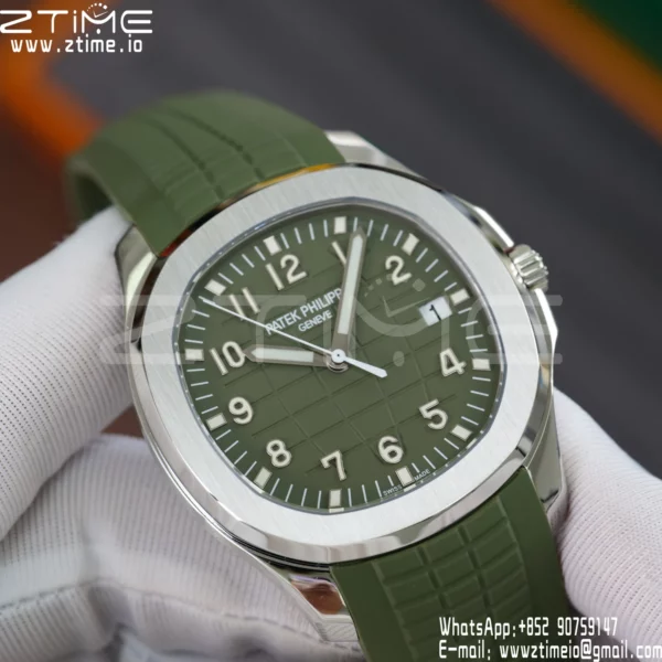 PP Aquanaut 5168G 42mm SS APWF 1:1 Best Edition Green Dial on Green Rubber Strap (Weighted) - Super Clone Watch | 1:1 Best Version