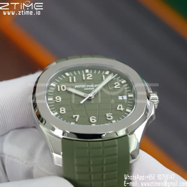 PP Aquanaut 5168G 42mm SS APWF 1:1 Best Edition Green Dial on Green Rubber Strap (Weighted) - Super Clone Watch | 1:1 Best Version