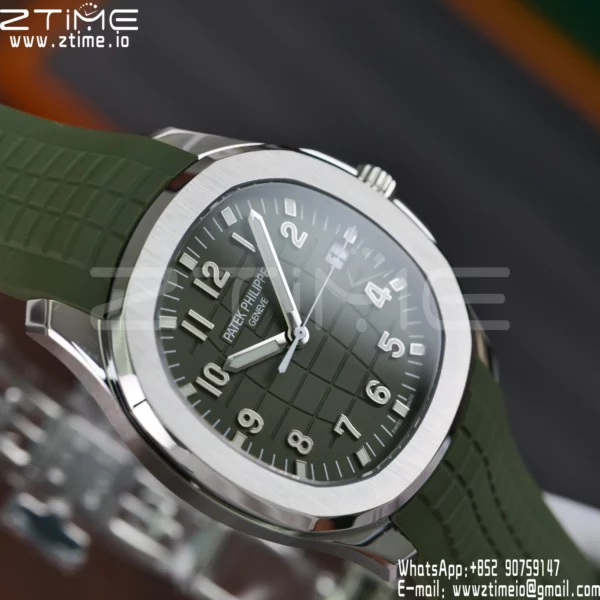 PP Aquanaut 5168G 42mm SS APWF 1:1 Best Edition Green Dial on Green Rubber Strap (Weighted) - Super Clone Watch | 1:1 Best Version