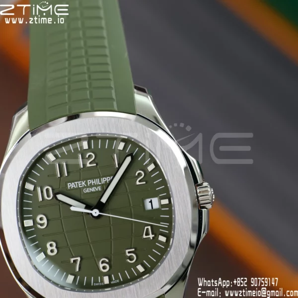 PP Aquanaut 5168G 42mm SS APWF 1:1 Best Edition Green Dial on Green Rubber Strap (Weighted) - Super Clone Watch | 1:1 Best Version