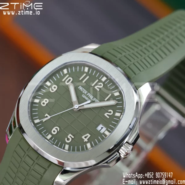 PP Aquanaut 5168G 42mm SS APWF 1:1 Best Edition Green Dial on Green Rubber Strap (Weighted) - Super Clone Watch | 1:1 Best Version