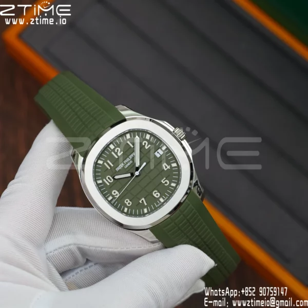 PP Aquanaut 5168G 42mm SS APWF 1:1 Best Edition Green Dial on Green Rubber Strap (Weighted) - Super Clone Watch | 1:1 Best Version