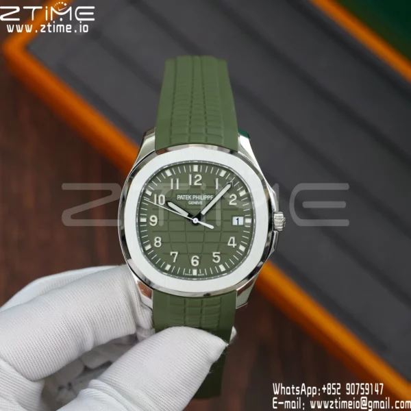 PP Aquanaut 5168G 42mm SS APWF 1:1 Best Edition Green Dial on Green Rubber Strap (Weighted) - Super Clone Watch | 1:1 Best Version