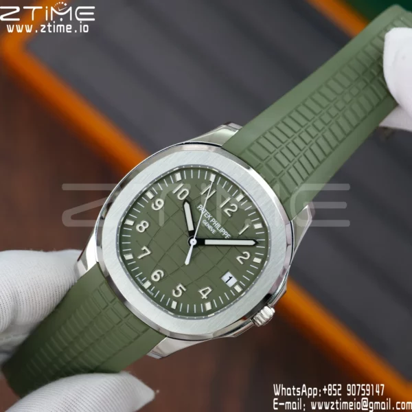 PP Aquanaut 5168G 42mm SS APWF 1:1 Best Edition Green Dial on Green Rubber Strap (Weighted) - Super Clone Watch | 1:1 Best Version