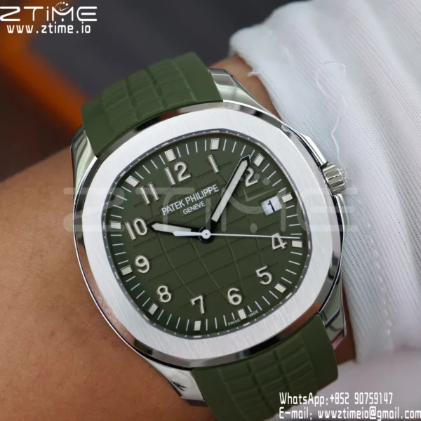 PP Aquanaut 5168G 42mm SS APWF 1:1 Best Edition Green Dial on Green Rubber Strap (Weighted) - Super Clone Watch | 1:1 Best Version