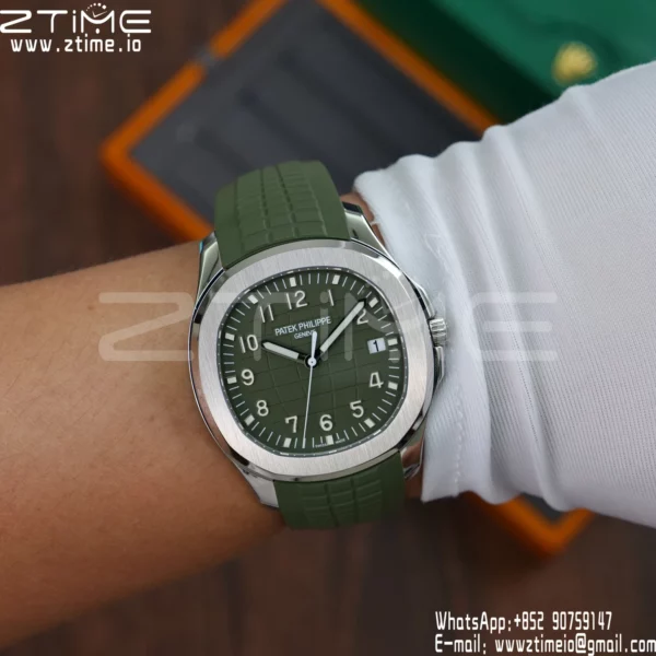 PP Aquanaut 5168G 42mm SS APWF 1:1 Best Edition Green Dial on Green Rubber Strap (Weighted) - Super Clone Watch | 1:1 Best Version