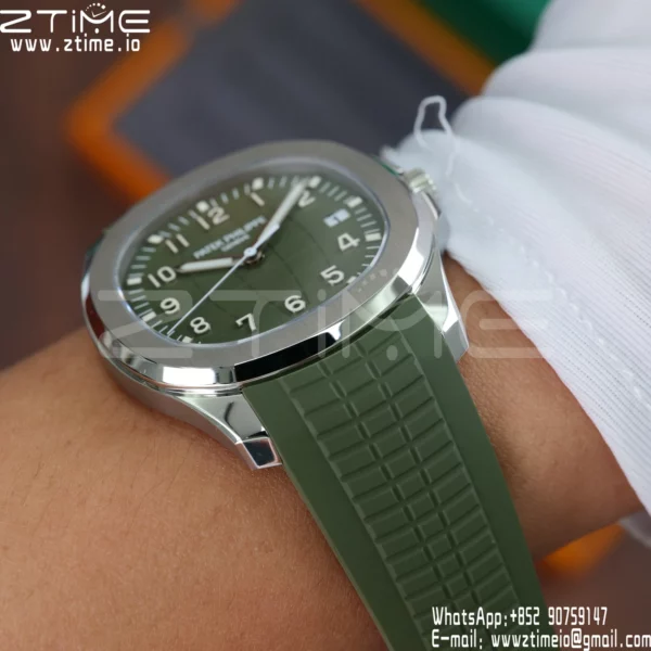 PP Aquanaut 5168G 42mm SS APWF 1:1 Best Edition Green Dial on Green Rubber Strap (Weighted) - Super Clone Watch | 1:1 Best Version